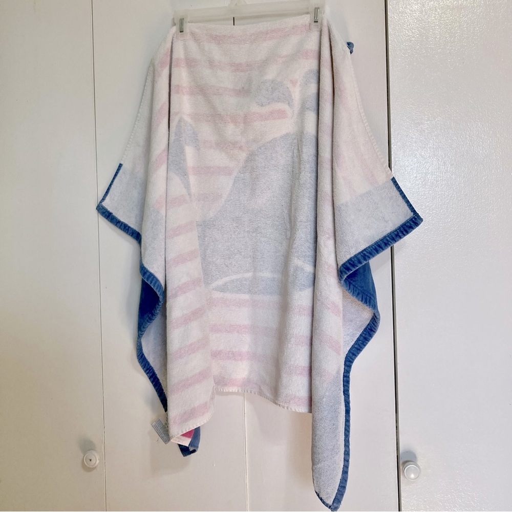 POTTERY BARN Kids Whale Bath Beach Wrap Towel Pink Blue 46" Wide x 29" Long - Picture 10 of 15